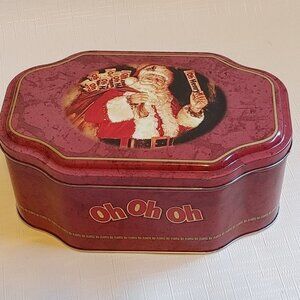 Oh Henry! Chocolate Bar Christmas Santa With Toy Sack Tin Red "Oh Oh Oh"